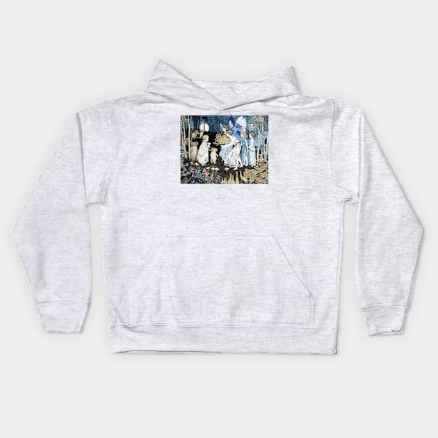 Meeting the Fairies - Ida Rentoul Outhwaite Kids Hoodie by forgottenbeauty